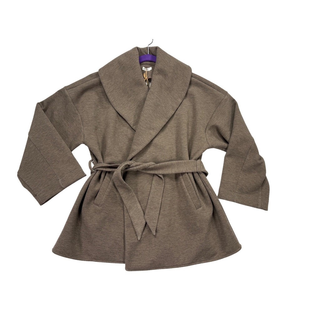 OGL Wrap Coat Womens M Brown New Shawl Collar Belted Knit Jacket